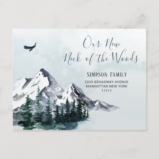 Neuer Hahn der Woods Moving Ankündigung Postkarte (Vorderseite)