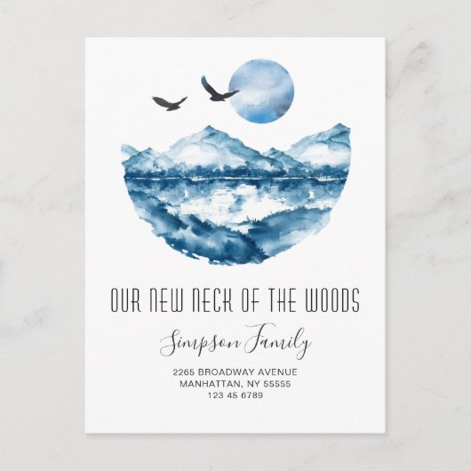 Neuer Hahn der Woods Moving Ankündigung Postkarte (Vorderseite)