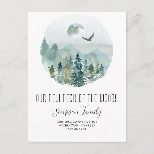 Neuer Hahn der Woods Moving Ankündigung Postkarte (Vorderseite)