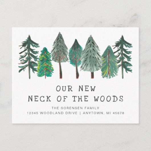 Neuer Hahn der Woods Moving Announcement Postcard Postkarte (Vorderseite)