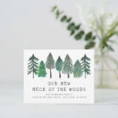 Neuer Hahn der Woods Moving Announcement Postcard Postkarte (Stehend Vorderseite)