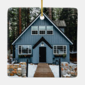 Neuer Hahn des Woods erste Weihnachts-Zuhause-Foto Keramikornament (Rückseite)