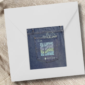 Neuer Hampshire-Hund auf Jean Pocket Square Sticke Quadratischer Aufkleber