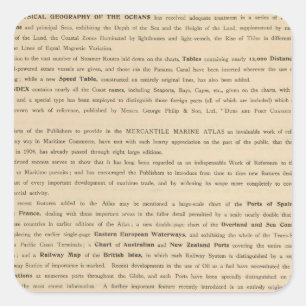 Neuer Handelsmarineatlas der Einleitung Quadratischer Aufkleber