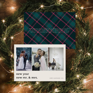 Neuer Herr & Frau   Tartan Wedding Feiertagskarte