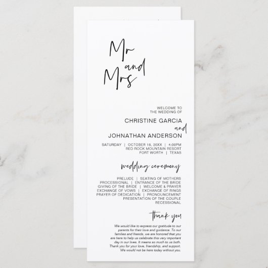 Neuer Herr und Frau, Modernes Minimalistisches Hoc Programm (Vorne/Hinten)