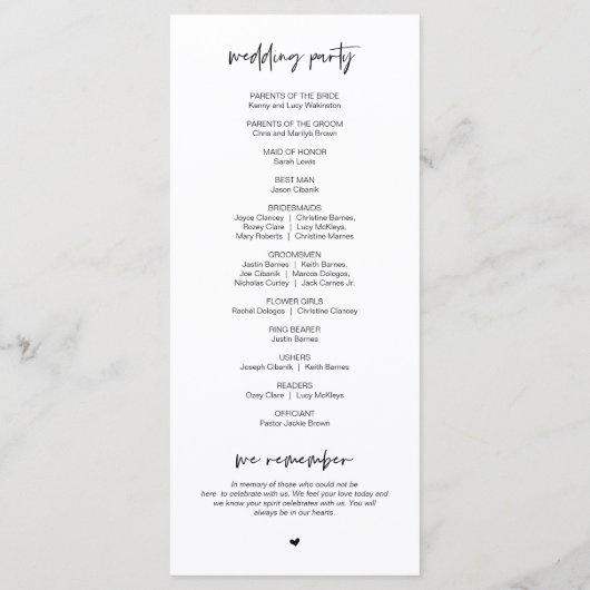 Neuer Herr und Frau, Modernes Minimalistisches Hoc Programm (Rückseite)