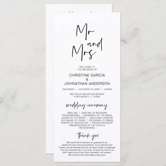 Neuer Herr und Frau, Modernes Minimalistisches Hoc Programm (Vorne/Hinten)