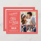 Neuer Herr und Frau Wedding Ankündigung - Coral (Vorne/Hinten)