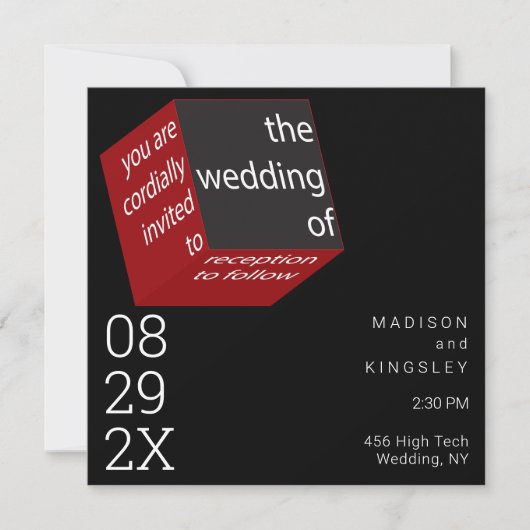 Neuer High Tech Würfel Episch Schwarz Geometrisch  Einladung (Vorderseite)