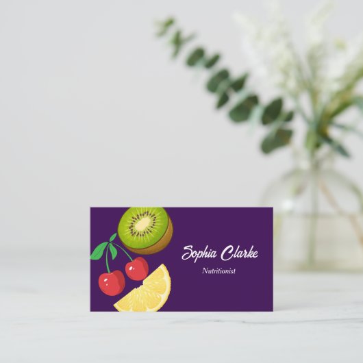 Neuer Lila Ernährungsdiätetiker QR-Code Visitenkarte (Stehend Vorderseite)