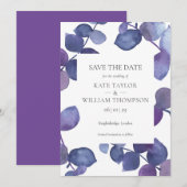 Neuer Lila Eukalyptus Save The Date (Vorne/Hinten)