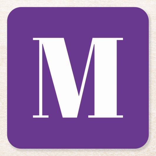 Neuer lila, kundenspezifischer Anfangsbuchstabe in Rechteckiger Pappuntersetzer (Vorderseite)