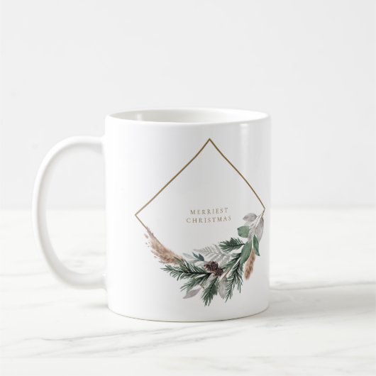Neuer Minimalistischer Eukalyptus-Weihnachtskranz Kaffeetasse (Links)