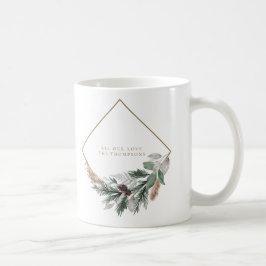 Neuer Minimalistischer Eukalyptus-Weihnachtskranz Kaffeetasse