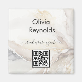 Neuer Minimalistischer Marmortexturneutraler QR-Co Magnet