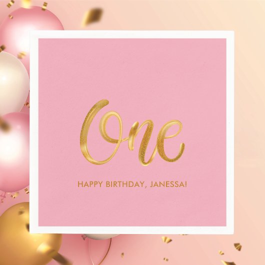 Neuer Minimalistischer Rosa Geburtstag Serviette