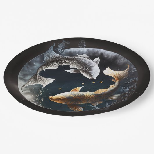 Neuer Mond in Fisces Pappteller (Schrägansicht)