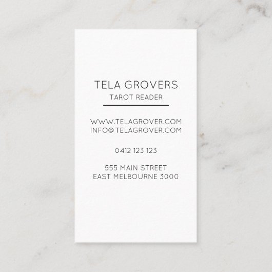 Neuer Mystic Tarot Reader Visitenkarte (Rückseite)