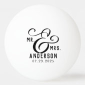 Neuer Name Datum Schwarzer Text Tischtennisball (Vorderseite)