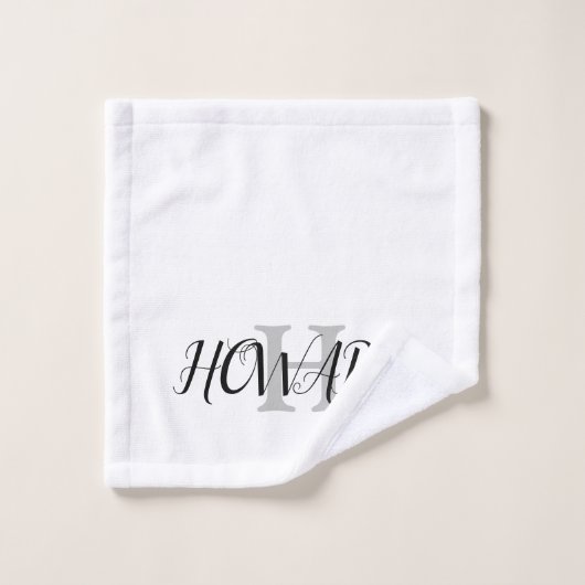 Neuer Name des Schwarz-weißen Monogramms Bath T Badhandtuch Set (Waschlappen)