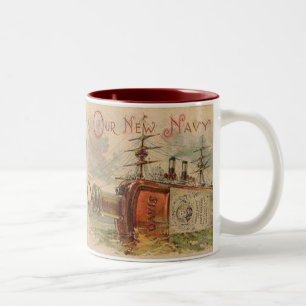 neuer Navy-Schmerzmittelaufkleber mit Whiskey und Zweifarbige Tasse