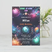 Neuer Neon Boy Kids Team Event Bowling 30. Geburts Einladung (Stehend Vorderseite)