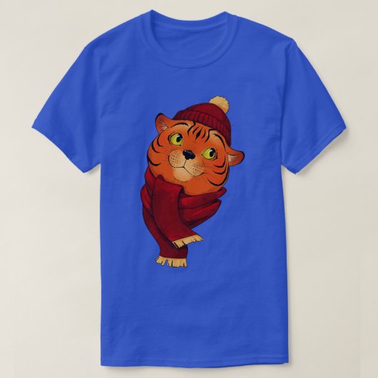 Neuer niedlicher Tiger im Schal T-Shirt (Design vorne)