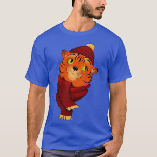 Neuer niedlicher Tiger im Schal T-Shirt