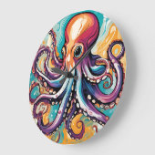 Neuer Oktopus Abstrakt Große Wanduhr (Winkel)