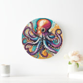 Neuer Oktopus Abstrakt Große Wanduhr (Zuhause)