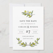 Neuer Olivenzweig Save the Date Einladung (Vorderseite)