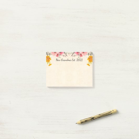 Neuer Oma Est. 2021 Dekorative Blumenschranke Post-it Klebezettel (Auf Schreibtisch)