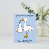 Neuer Onkel Herzlichen Glückwunsch an ein Baby Gir Postkarte (Stehend Vorderseite)