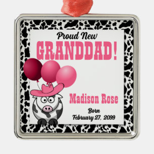 Neuer Opa eines Cowgirl in Pink Silbernes Ornament