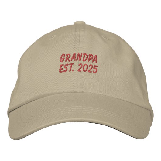 Neuer Opa Est. 2025 bestickte Baseballkappe (Vorderseite)