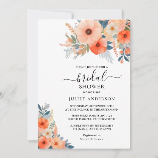 Neuer Orange 70er 80er 90er Jahre Rosa farbiges Br Einladung (Vorderseite)