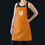 Neuer orangefarbener Anfangsbuchstabe Schürze<br><div class="desc">Moderne Monogramm personalisierte benutzerdefinierte Anfangsbuchstaben Schürze. Schlichter,  orangefarbener Hintergrund.</div>