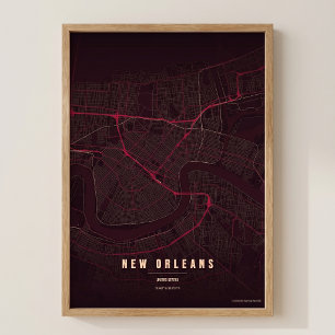 Neuer Orleans Karte Ruby NOLA Wandkunst Poster Ges