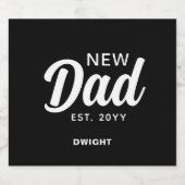 Neuer Papa 1. Mal Vater Schwarz-weiß Personalisier Bierflaschenetikett (Einzelnes Label)