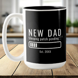 Neuer Papa - Akku schwach, Schlafupdate, Weiß auf Zweifarbige Tasse