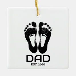Neuer Papa Baby Fußabdrücke Gründungsdatum Keramikornament