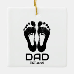 Neuer Papa Baby Fußabdrücke Gründungsdatum Keramikornament