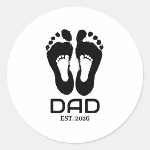 Neuer Papa Baby Fußabdrücke Gründungsdatum  Runder Aufkleber