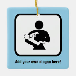 Neuer Papa Füttre Baby mit Textvorder und Rückseit Keramikornament