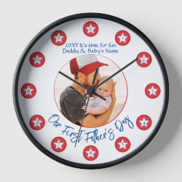 Neuer Papa Moderne Einzigartiger Keepake Erster Va Quadratische Wanduhr