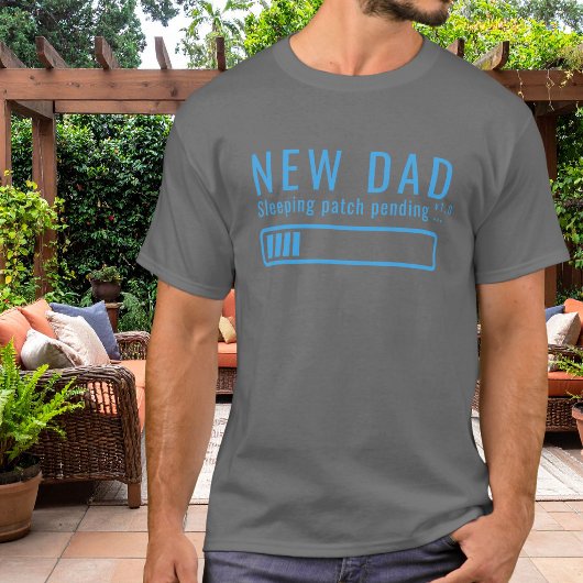 Neuer Papa Schlaf-Patch Blaues Design T-Shirt