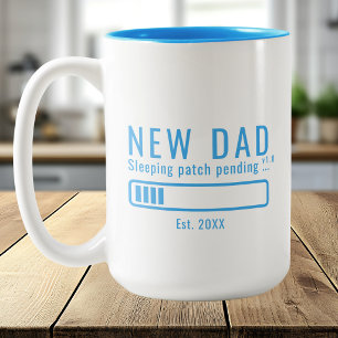 Neuer Papa Schlaf-Patch Blaues Design Zweifarbige Tasse