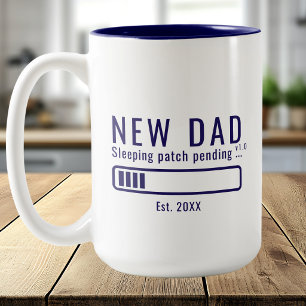 Neuer Papa Schlaf-Patch Fett-Typografie Zweifarbige Tasse