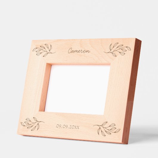 Neuer Personalisierter Babyname Datum Botanische B Geätzte Rahmen (Links)